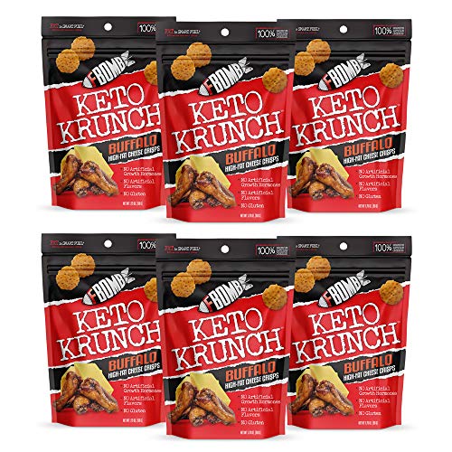 Book Cover FBOMB Cheese Crisps 6 Pack: High Protein Crisps, Keto Snacks | 100% Natural, Premium Artisan Cheese, Gluten Free, Oven Baked Low Carb Snacks | Buffalo 6 Pack