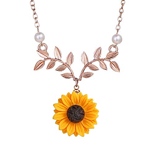 Book Cover Bracet Sweet Sunflower Pearl Leaf Pendat Necklace Resin Daisy Flower Clavicular Chain Fashion Jewelry for Women