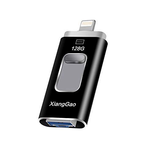 Book Cover iOS Flash Drive 128GB iPhone Memory Stick,XiangGao Thumb Drive USB 3.0 Lightning Memory Stick for iPhone iPad Android and Computers (Black-128GB2)