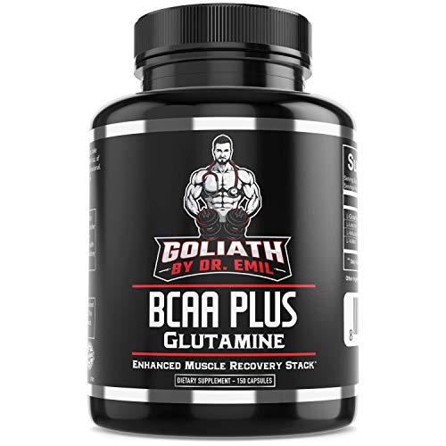Book Cover BCAA + 1500mg Glutamine - Highest Capsule Dose (3200 mg) - Branched Chain Amino Acids w/Optimal 2:1:1 Ratio - Enhanced Recovery and Growth Stack for Men and Women (150 BCAA Pills)