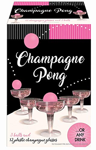 Book Cover Champagne Prosecco Pong Luxury Kit – Alternative to Beer Pong Game Set – for Birthday, Bachelor, Bachelorette, New Years, Celebration, Party Gift - 12 Plastic Cups and 3 Pink Balls