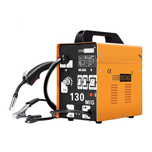 Book Cover VIVOHOME MIG Welder 130 Flux Core Wire Automatic Feed Welding Machine Portable No Gas 110V 120V AC DIY Home Welder w/Free Mask Yellow