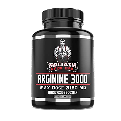 Book Cover Dr. Emil L-Arginine (3150mg) Highest Capsule Dose - Nitric Oxide Supplement for Muscle Growth, Vascularity, Endurance and Heart Health (AAKG and HCL) - 90 L-Arginine Tablets