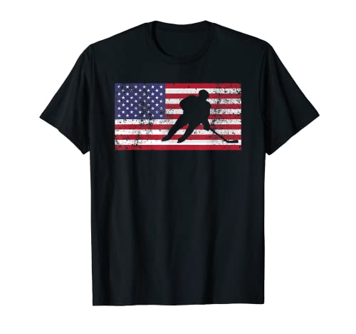 Book Cover USA American Flag Hockey 4th of July Men Kids Boys Gift T-Shirt