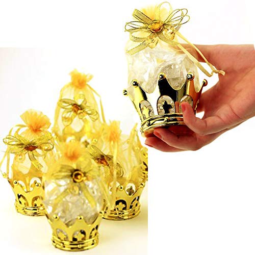 Book Cover JC HUMMINGBIRD JCHB 24 Pieces Fillable Gold Crown with Flower Pouch Party Favors,