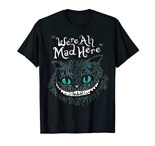 Book Cover Cheshire Alice Cat We're All Mad Here Wonderland T-Shirt