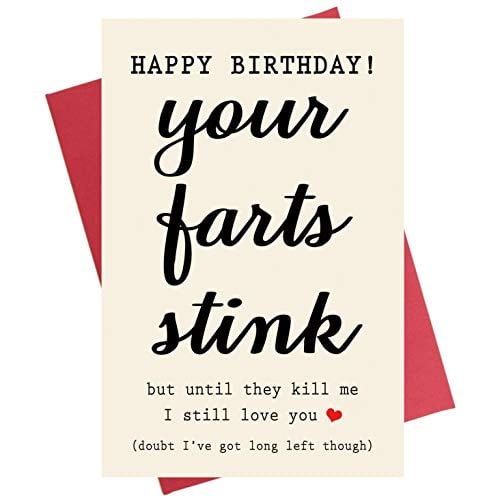 Book Cover Your Farts Stink Funny Happy Birthday Card, Card for Boyfriend Him Husband Girlfriend Wife Partner