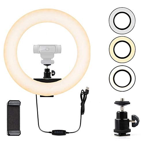 Book Cover Webcam Light, Ring Light for Logitech Webcam C920,C922x,C930e,Brio 4K,C925e,C922,C930,C615 1/4'' Screw Hole- 12'' Light (Without Tripod and Stand)