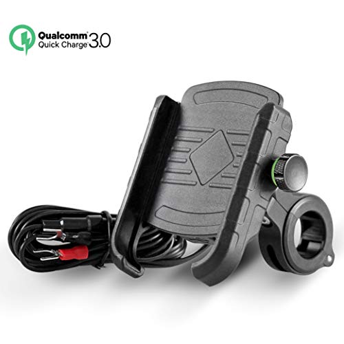 Book Cover Rydonair Motorcycle Phone Mount with QC 3.0 USB Charger Socket | Motorcycle Handlebar Mount Compatible with Samsung iPhone etc.