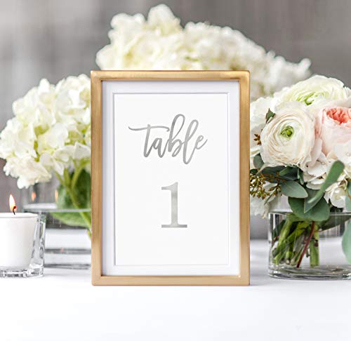 Book Cover Tumbalina Silver Wedding Table Numbers, 4x6 Calligraphy Foil Design, Double Sided, (Silver, 1-25)