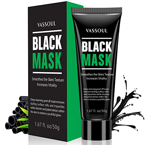Book Cover Vassoul Blackhead Remover Mask, Peel Off Blackhead Mask - Deep Cleansing Black Mask, Bamboo Activated Charcoal Peel-Off Mask