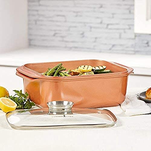 Book Cover 14 In 1 Multi-Use Copper Chef Wonder Cooker with roasting pan and lid, Multi-Use Grill pan (12.5 QT 3 Piece Set)