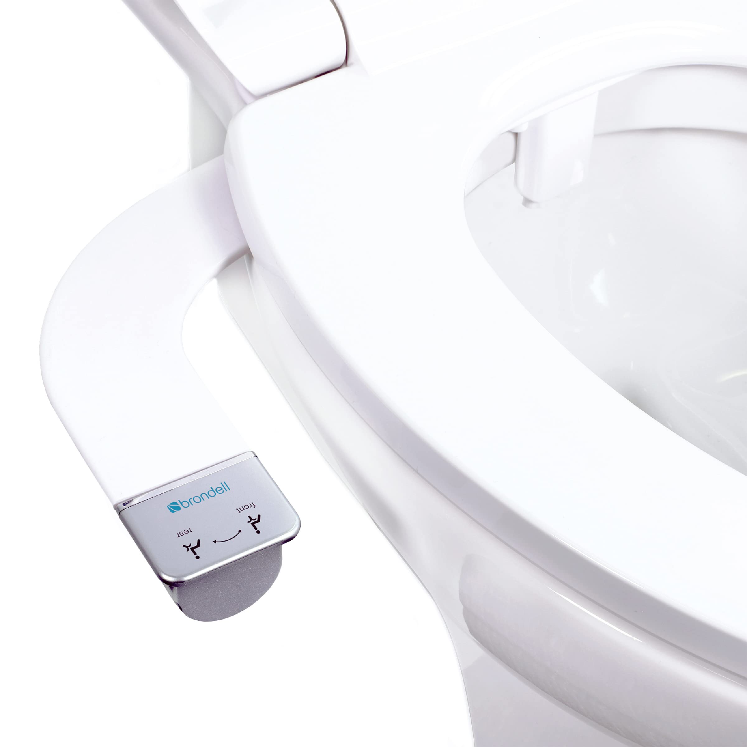 Book Cover Brondell SS-250 SimpleSpa Thinline Essential Bidet Attachment for Toilet Seats with Adjustable Water Pressure, Side Arm Control, Thin Profile, Silver Knob (Dual Nozzle)