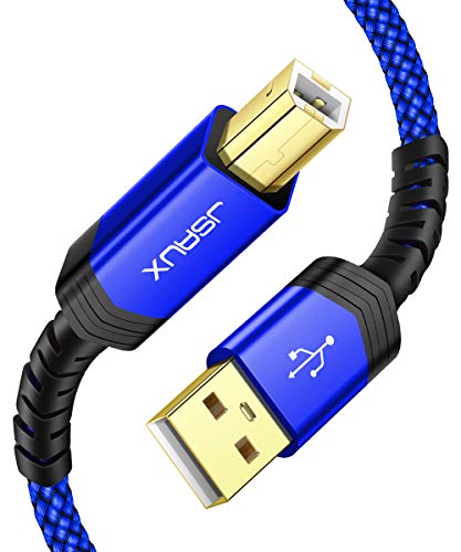 Book Cover JSAUX Printer Cable, 6FT USB Printer Cable USB 2.0 Type A Male to B Male Scanner Cord USB B Cable High Speed for HP, Canon, Epson, Dell, Brother, Lexmark, Xerox, Samsung etc and Piano, DAC