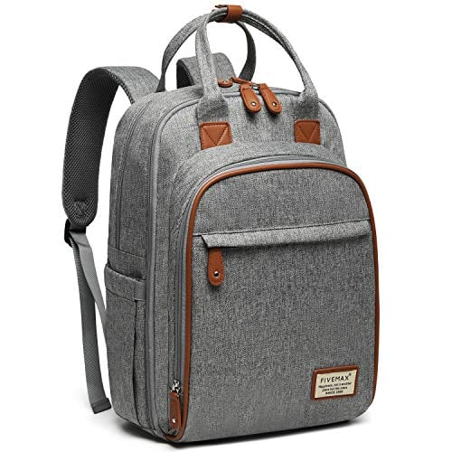 Book Cover Diaper Bag, FIVEMAX Multifunction Diaper Backpack Bags with Changing Mat, Large Capacity Waterproof & Dustproof, Gray