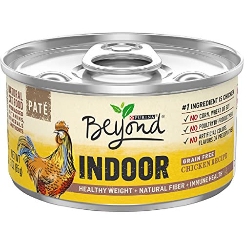 Book Cover Purina Beyond Indoor Grain Free, Natural Pate Wet Cat Food, Chicken Recipe - (12) 3 oz. Cans