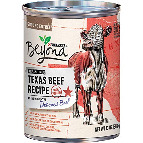 Book Cover Purina Beyond Grain Free, Natural, High Protein Wet Dog Food, Texas Beef Recipe - (12) 13 oz. Cans