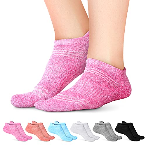 Book Cover Athletic Socks for Women - Ladies Ankle Socks - No Show Low Cut Sports Running - 6 Pack - - One Size