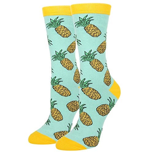 Book Cover Women's Novelty Crazy Pineapple Crew Socks Funny Colorful Fruits Socks