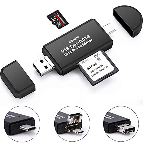 Book Cover Memory Card Reader, Micro SD Card/TF USB C Card Reader and 3 in 1 USB Type C/Micro USB/USB Portable sdxc SD Card Adapters for PC & Laptop & Tablets & Smart Phones with OTG Function