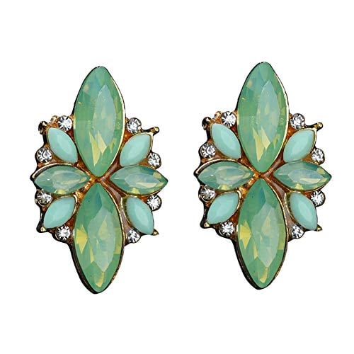 Book Cover Himpokejg Wome's Fashion Elegant Flower Petal Rhinestone Stud Earrings Party Jewelry Gift-