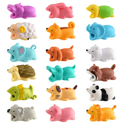 Book Cover TUPARKA 18 PCS Animal Cable Protector Cute Animal Charger Cord Saver USB Charging Cable Protector Works with Most Cell Phone Charging Cable