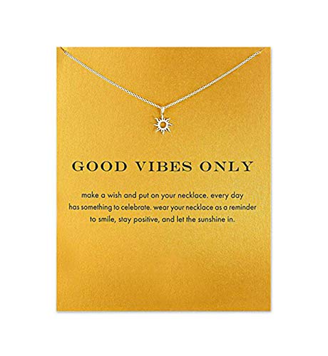 Book Cover Baydurcan Friendship Anchor Compass Necklace Good Luck Elephant Pendant Chain Necklace with Message Card Gift Card (Silver Sun)