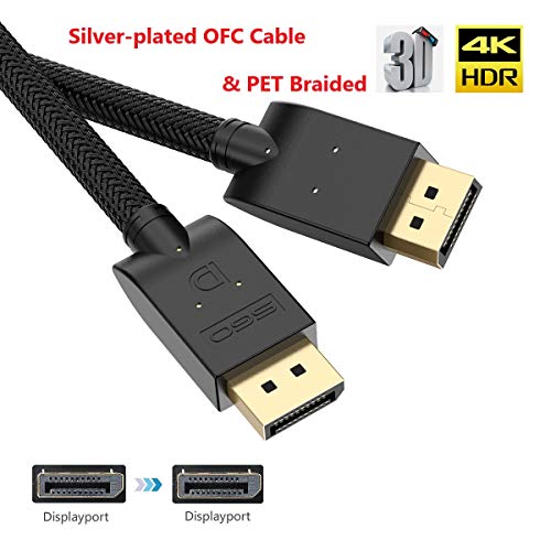 Book Cover DP Cable 10ft, BIFALE Displayport Cable Silver-Plated OFC Conductor DisplayPort to DisplayPort Cable PET Braided DP to DP Cable Full 4K@60Hz UHD, 2K@144Hz/165Hz Version 1.2 for PC Laptop TV - Black