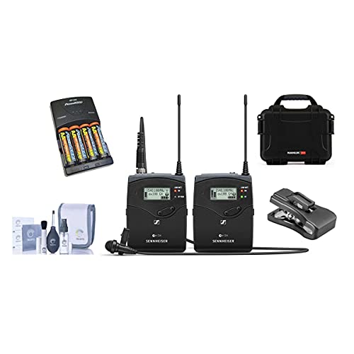 Book Cover Sennheiser ew 112 P G4 Camera Lavalier Set, Bodypack Transmitter, ME 2 Lav Omni Mic, A: 516-558 MHz - Bundle with 4 AA NiMH 2900mAh Batteries/Charger, SKB iSeries Waterproof Case, at Clothing Clip
