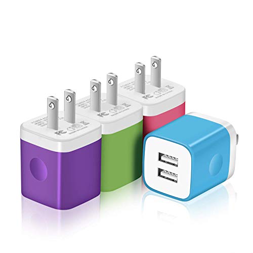 Book Cover IVELLTARE USB Wall Charger, 4-Pack 2.1A Dual Port USB Cube Charger Plug Power Adapter Charging Block Compatible with iPhone Xs/XR/Xs Plus/X, 8/7/6 Plus, Samsung, LG, Moto, Android Phones More