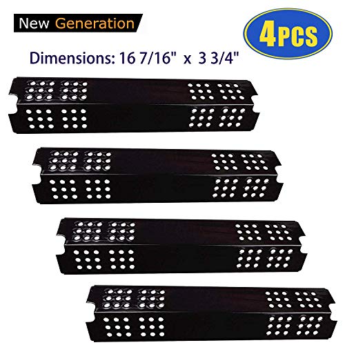 Book Cover Grill Heat Shield Plates for Charbroil 463241314, 463241414, 463241013, 463241413, 463241313 Grill Replacement Parts, 4pack Porcelain Steel Grill Heat Tent Deflectors Replacement for Master Chef, Cole