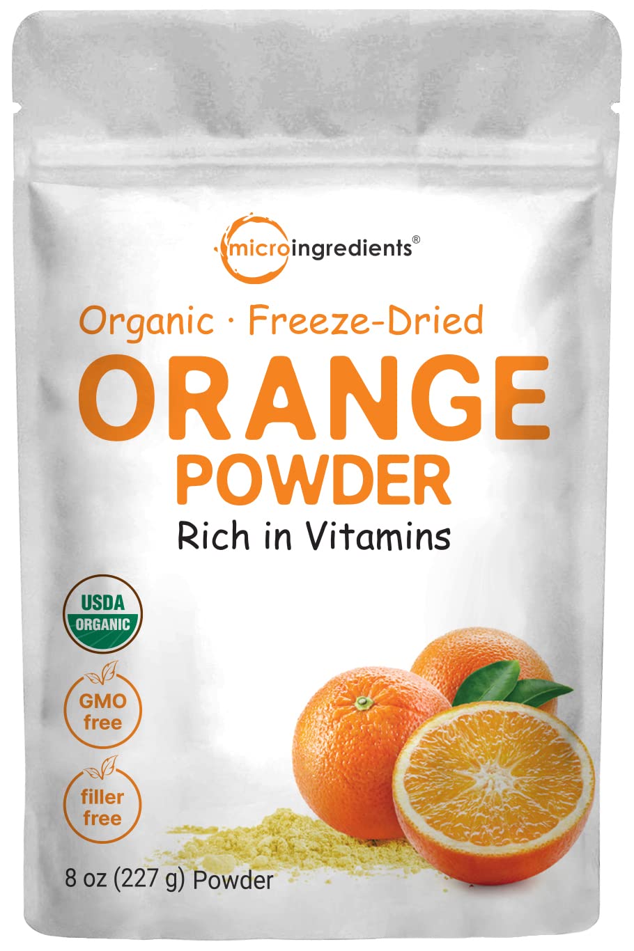 Book Cover Organic Orange Powder, 8 Ounce, Orange Fruit Powder, Freeze Dried, Rich in Antioxidants and Immune Vitamin C for Immune System Booster, Best Flavor for Smoothie, Drinks, Coffee and Baking, No GMOs 8 Ounce (Pack of 1)