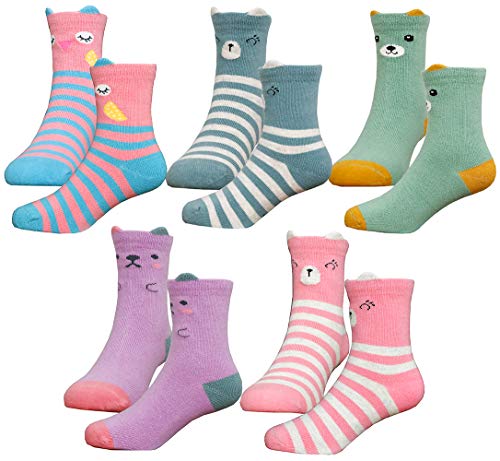 Book Cover Hzcojulo Kids Toddler Big Little Girls Fashion Cotton Crew Cute Socks -5 Pairs