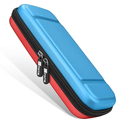 Book Cover Fintie Protective Case for Nintendo Switch - [Shockproof] Hard Shell Carry Bag Portable Travel Cover w/10 Game Card Slots and Inner Pocket for Nintendo Switch Console Joy-Con & Accessories (Blue Red)