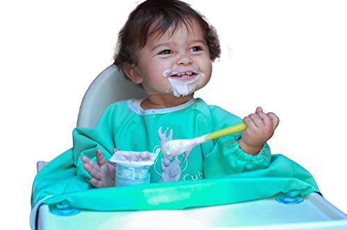 Book Cover Clean Cub 6-12 Months Baby Led Weaning BLW Long Sleeve Apron Bib with Suction Cups for Infant and Toddlers â€“ Waterproof & Washable | Must Have Baby-Led for Weaning Supplies