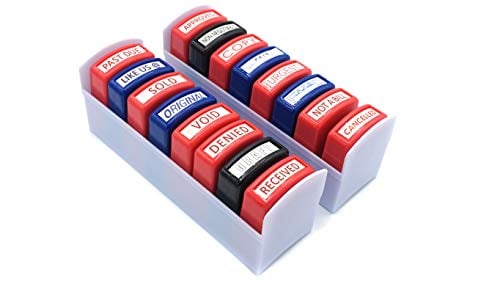 Book Cover Home Office Business Rubber Stamp |16 Set Self- Inking | NOT A Bill, Approved, Received, Void, Sold, Past Due, Like US @, Denied, NONNEGOTIABLE, Draft, Urgent, Copy, Cancelled, Original, Paid, FAXED.