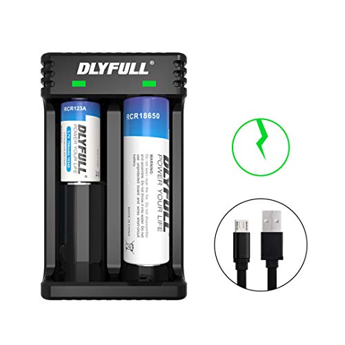 Book Cover Dlyfull Universal Intelligent USB Dual Battery Charger for IMR/ICR Li-ion 18650 18500 18350 26650 21700 20700 22650 Rechargeable Batteries(Battery Not Included)