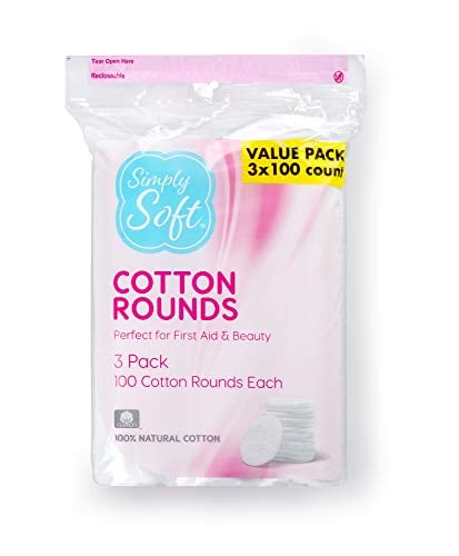 Book Cover Simply Soft Cotton Rounds, 100% Cotton, Absorbent and Textured Cotton Pads are Lint Free, 100 Count (Pack of 3)