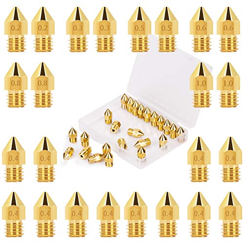 Book Cover LUTER 24PCS Extruder Nozzles 3D Printer Nozzles for MK8 0.2mm, 0.3mm, 0.4mm, 0.5mm, 0.6mm, 0.8mm, 1.0mm with Free Storage Box for Makerbot Creality CR-10 Ender 3 5