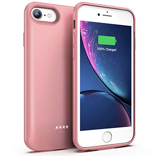 Book Cover Battery Case for iPhone 7/8, 4000mAh Portable Protective Charging Case Compatible with iPhone 7/8 (4.7 inch) Rechargeable Extended Battery Charger Case (Rose Gold)