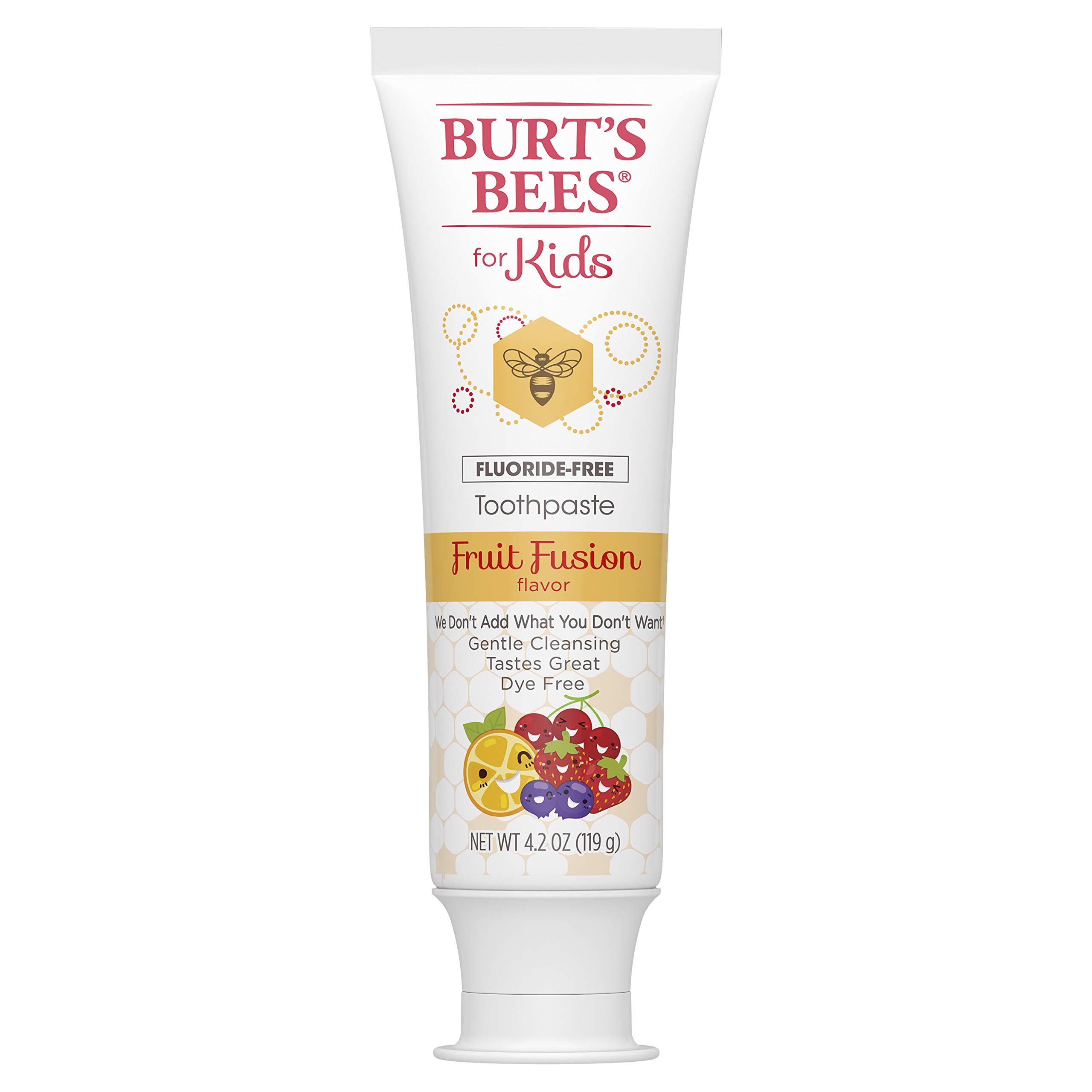 Book Cover Burt's Bees Kids Toothpaste Fruit Fusion, Fluoride Free, 4.2 Ounce