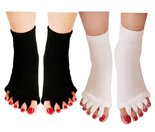 Book Cover CuteSocks Womens Cutesocks Toe Separator Yoga Gym Sports Massage Foot Align T Socks 2 Pairs (Cs-007D)