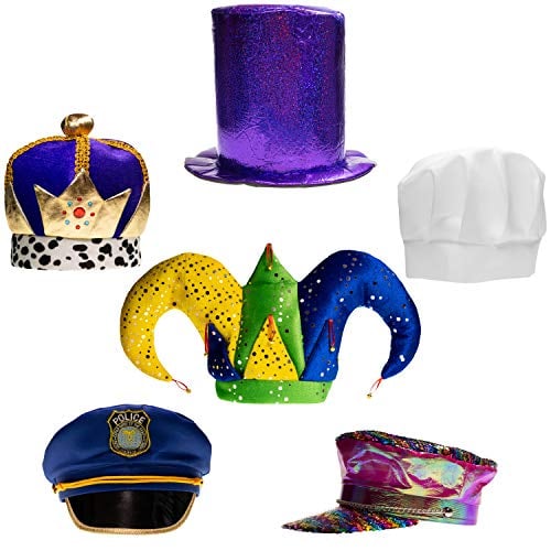 Book Cover Assorted Party Hats Set of 6 Funny Dress Up & Costume Hats for Adults, Teens, Photobooth, Party, Weddings, etc