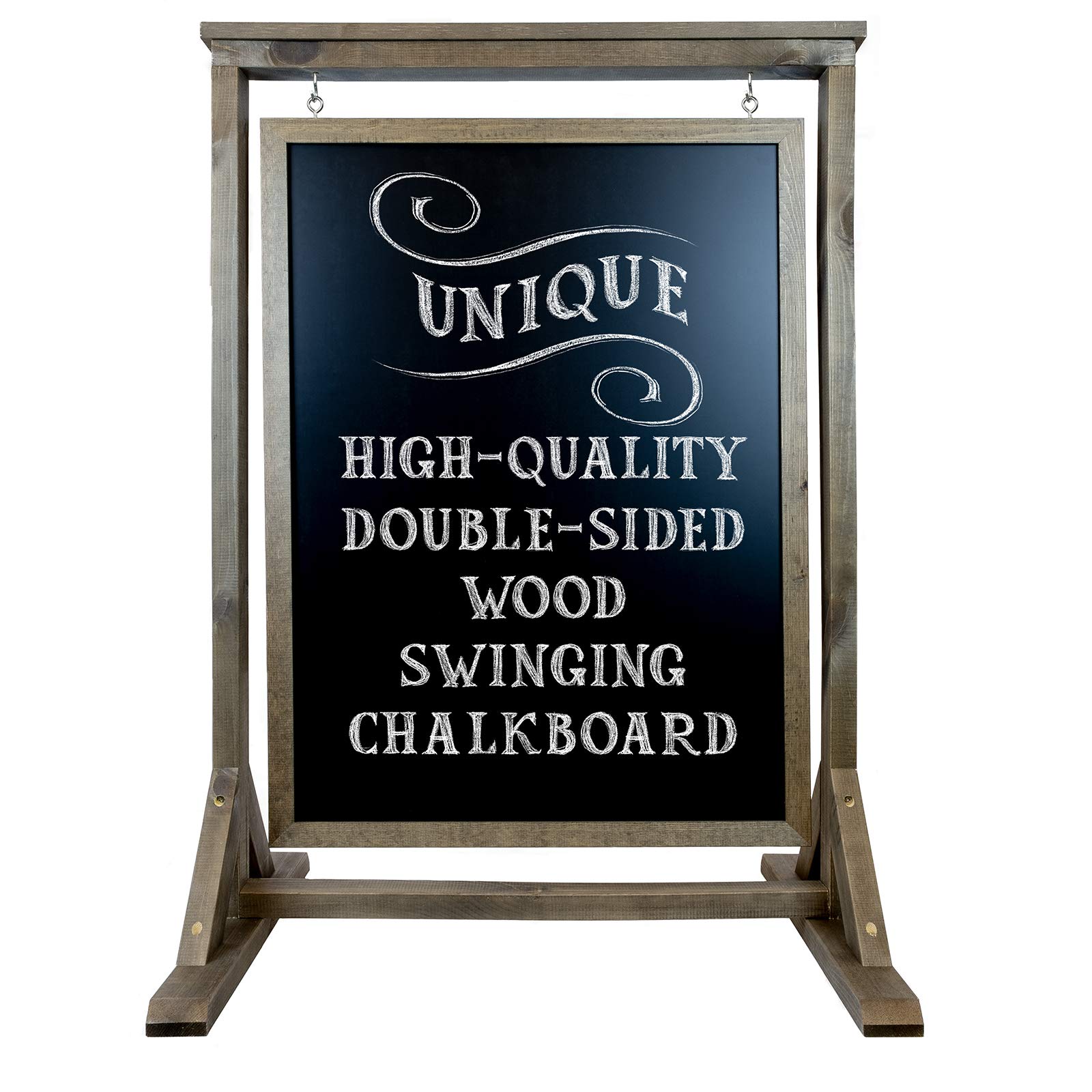 Book Cover Rustic Handcrafted Chalkboard Sign: Uniquely Designed Wooden Sidewalk Sign Message Board with Double Sided Display. Alternative to A-Frame & Sandwich Board Signs. Use Chalk or Liquid Chalk Markers. Brown