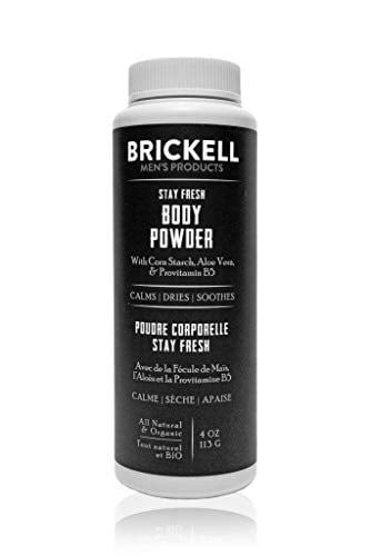 Book Cover Brickell Men's Products Stay Fresh Body Powder for Men, Natural and Organic Talc-Free, Absorbs Sweat, Keeps Skin Dry, 118 ml, Scented