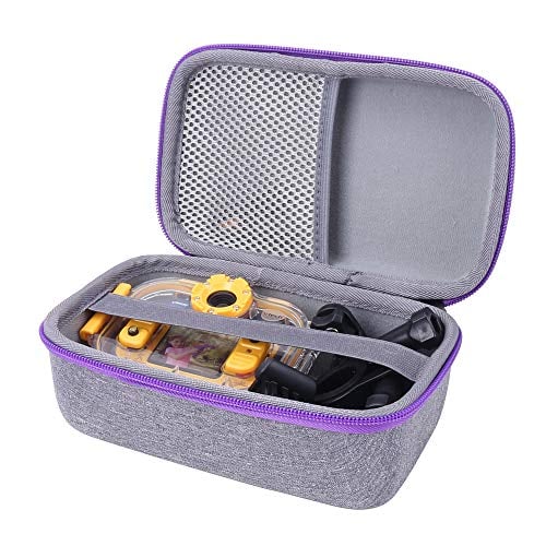 Book Cover Aenllosi Hard Carrying Case for VTech Kidizoom Action Cam (Grey,Purple Zipper)