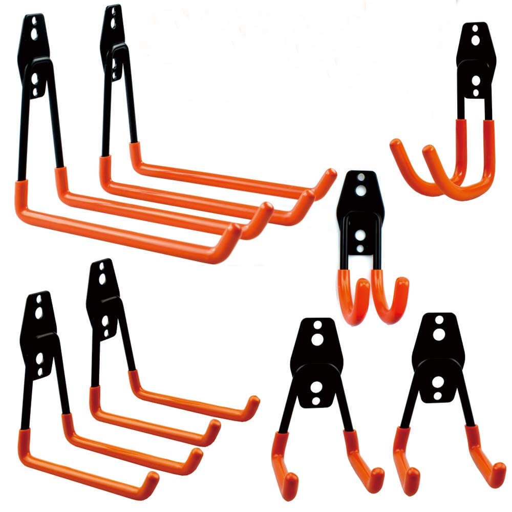 Book Cover Garage Storage Utility Hooks,Wall Mount&Heavy Duty Garage Hanger & Organizer to Handle Ladder, Hold Chairs,with Premium Steel to Hang Heavy Tools for Up to 55lbs(Set of 8)