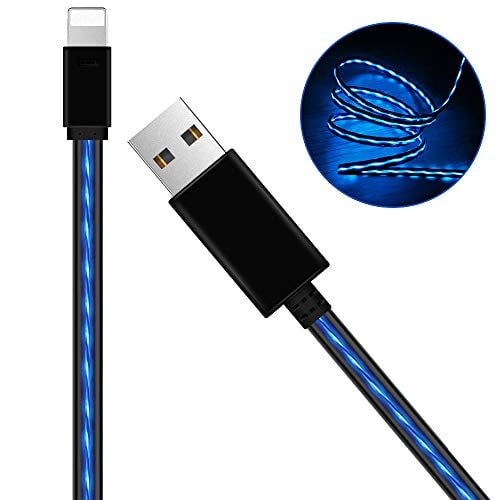 Book Cover AOLIPLUS Charging Cables, 6FT Visible Flowing EL Light LED Charging Cords Sync Data Cord Compatible with Phone 7/7 Plus/ 6/6 Plus/ 6s/ 6s Plus /5/5s/SE Pad/Pod and More 1.8M - Blue