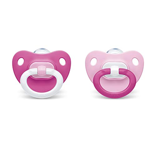 Book Cover NUK Orthodontic Pacifier, Girl, 0-6 Months, 2-Pack