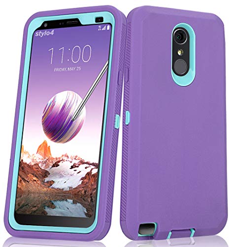 Book Cover Annymall Case for LG Stylo 4 Plus Case, Hybrid High Impact Resistant Rugged Full-Body Shockproof Tri-Layer Heavy Duty Case with Built-in Screen Protector for LG Stylo 4/ LG Stylo 4 Plus (Purple)